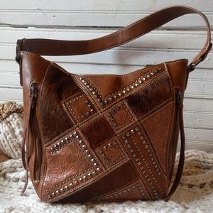 Leather shoulder Western boho purse